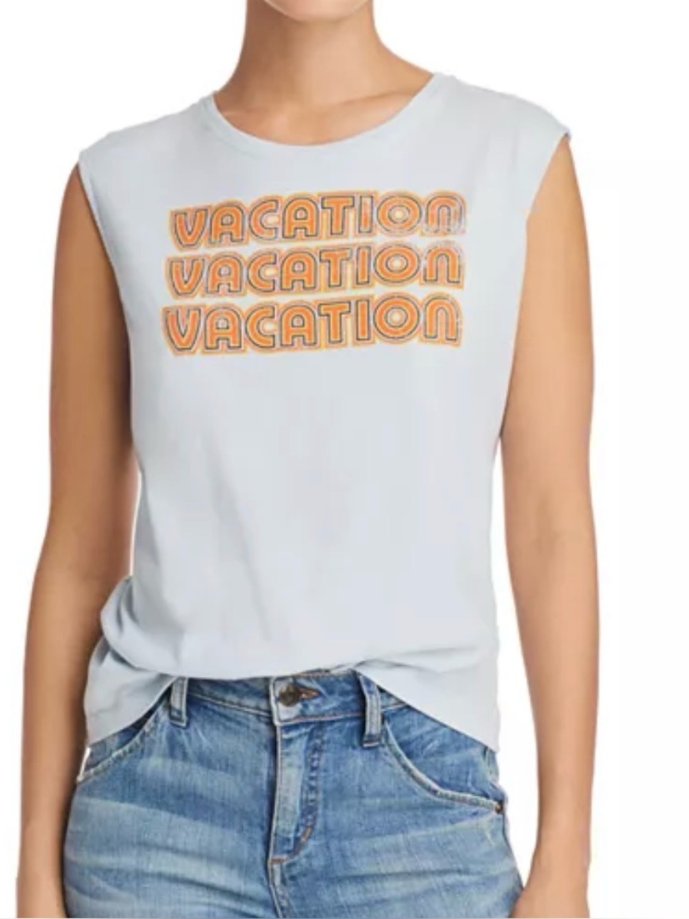 Rebecca Minkoff Vacation Vacation Vacation  Muscle Tank XS Blue 100%‎ Cotton